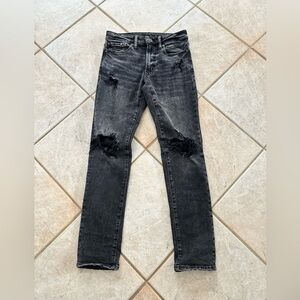 American Eagle Next Level Flex Black Jeans with Knee Holes Size 29x32